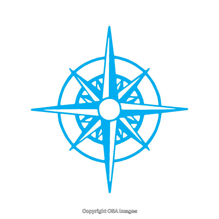 Blue Compass Rose Vector Illustration on White Background