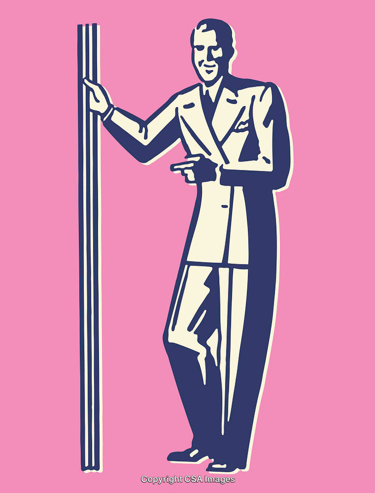Retro Line Art Illustration of a Man in a Stylish Suit