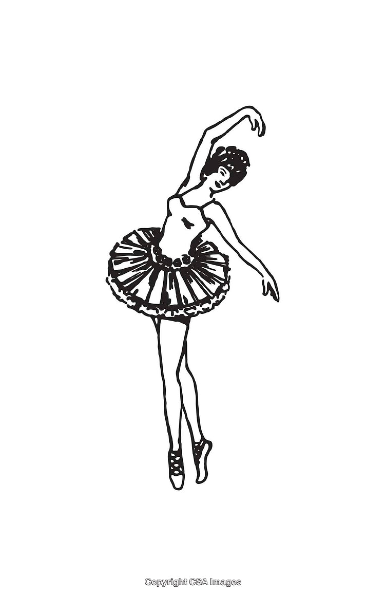 Elegant Line Art Illustration of a Graceful Ballet Dancer in Tutu