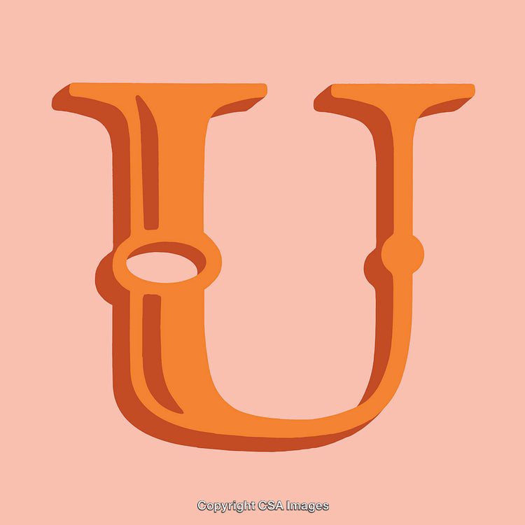 Stylized Letter U in Bold Orange with Minimalist Design