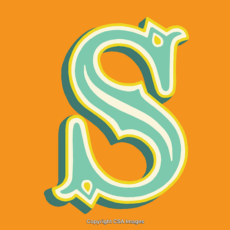 Stylized Artistic Representation of the Letter S on Orange Background