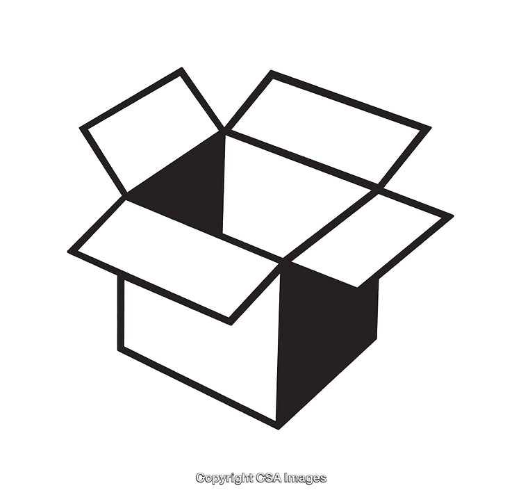 Simple Line Art Illustration of an Open Box in Black and White