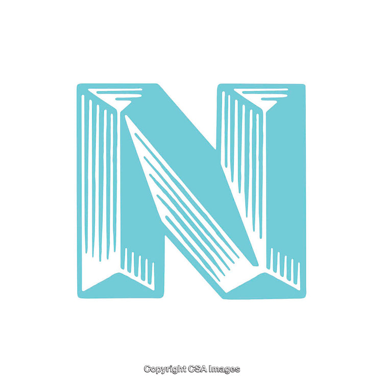 Stylized Blue Letter N in Modern Geometric Design