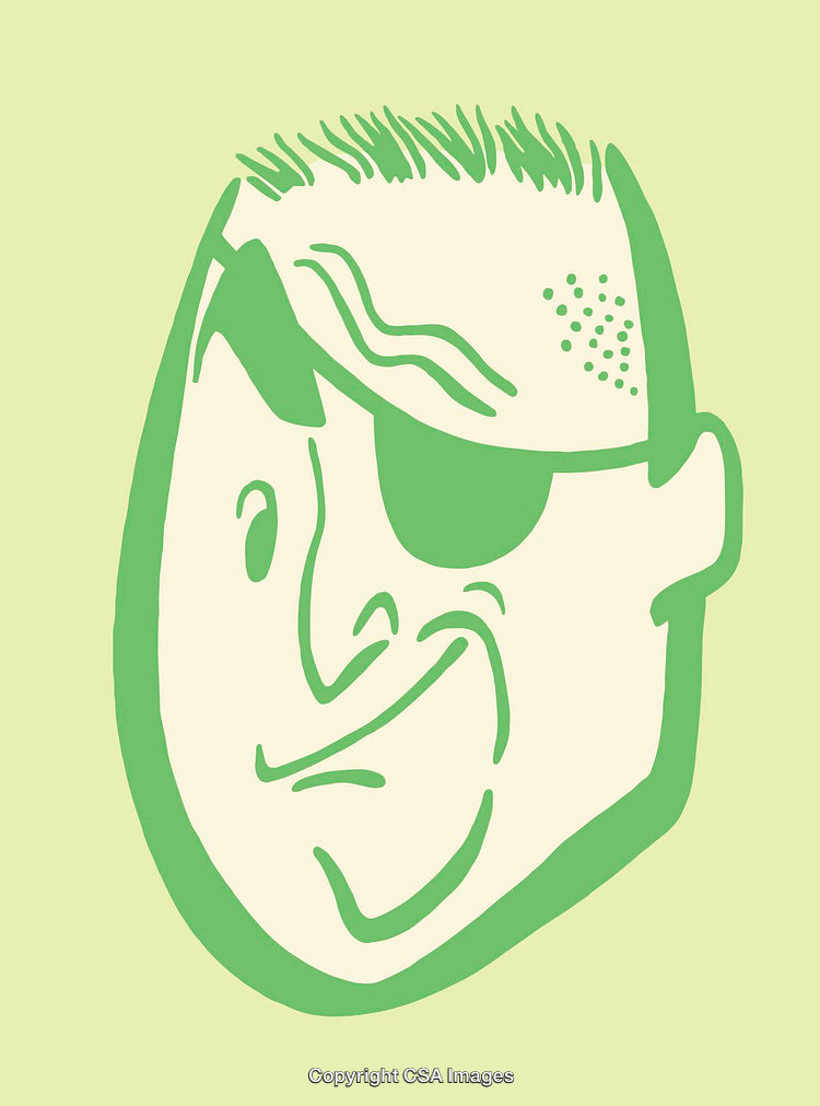 Colorful Line Art Illustration of a Winking Person with an Eye Patch