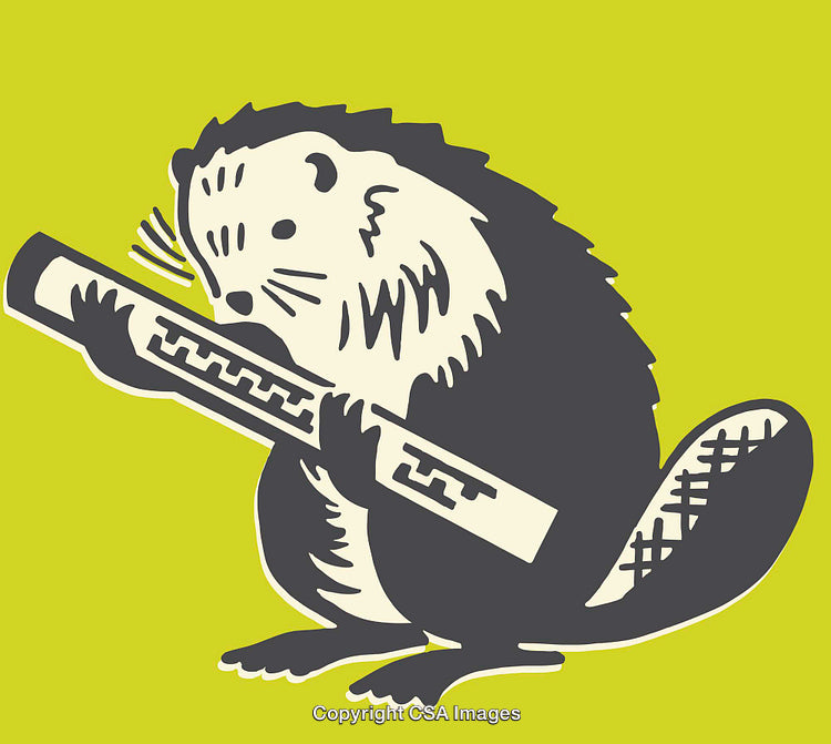 Illustrated Beaver Holding a Log on a Bright Background