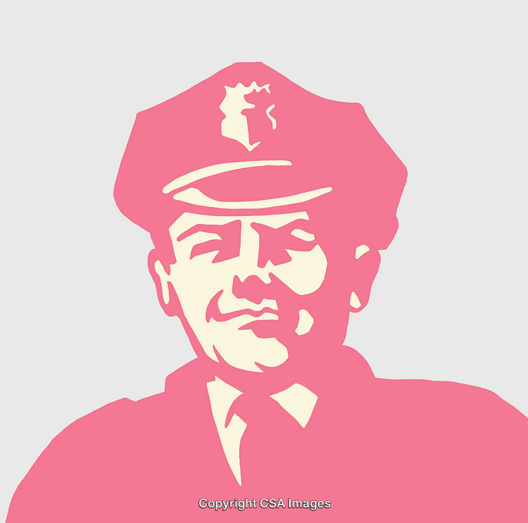 Color Illustration of a Police Officer in Profile on Neutral Background