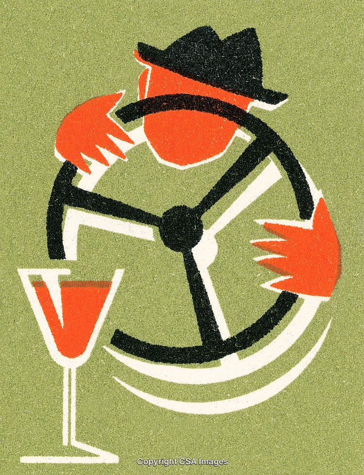 Stylized Illustration Highlighting Alcohol and Driving Safety Awareness