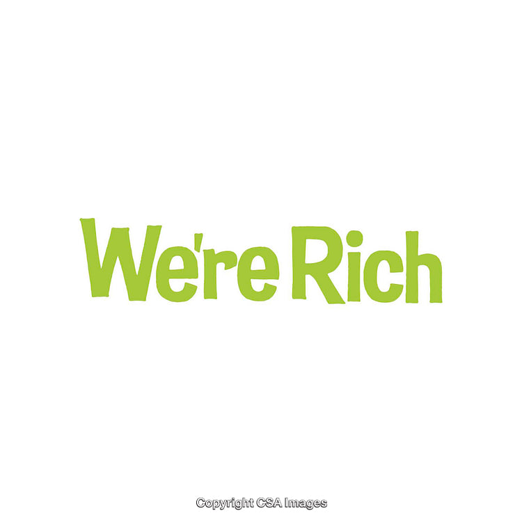 Bold Green Text Highlighting Joyful Rich Message on White Background