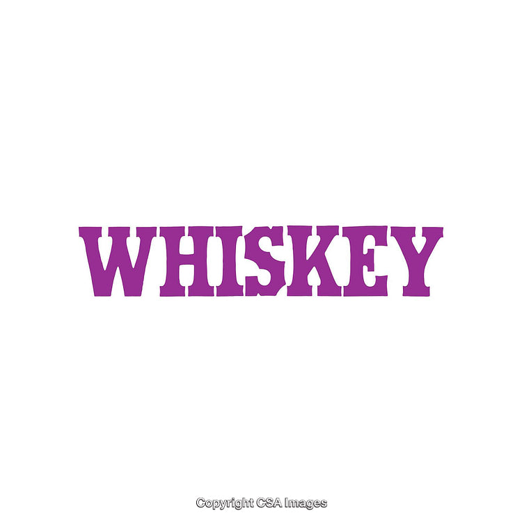 Bold Purple Whiskey Text on a Clean White Background Design