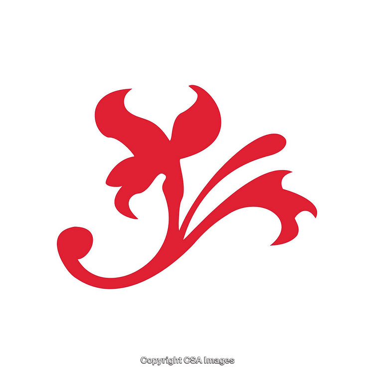 Ornamental Red Floral Design with Elegant Abstract Rhythm