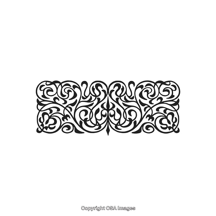 Elegant Black and White Ornamental Design Element in Symmetrical Style