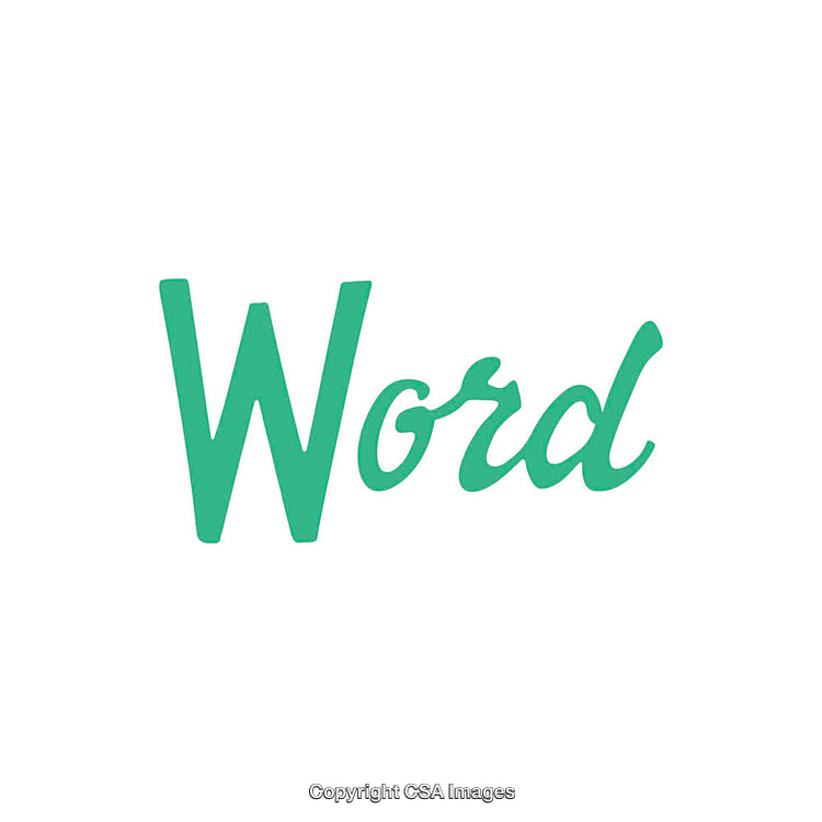 Green Word Typography on White Background in Artistic Script Style