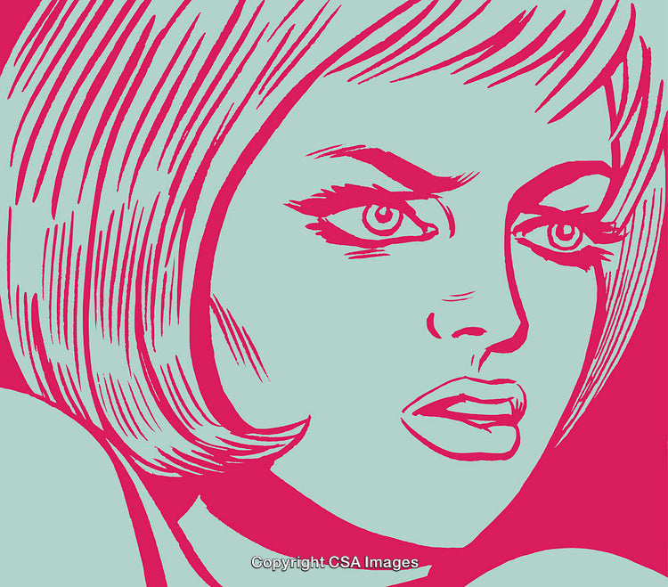 Pop Art Style Portrait of a Woman with Retro Aesthetic