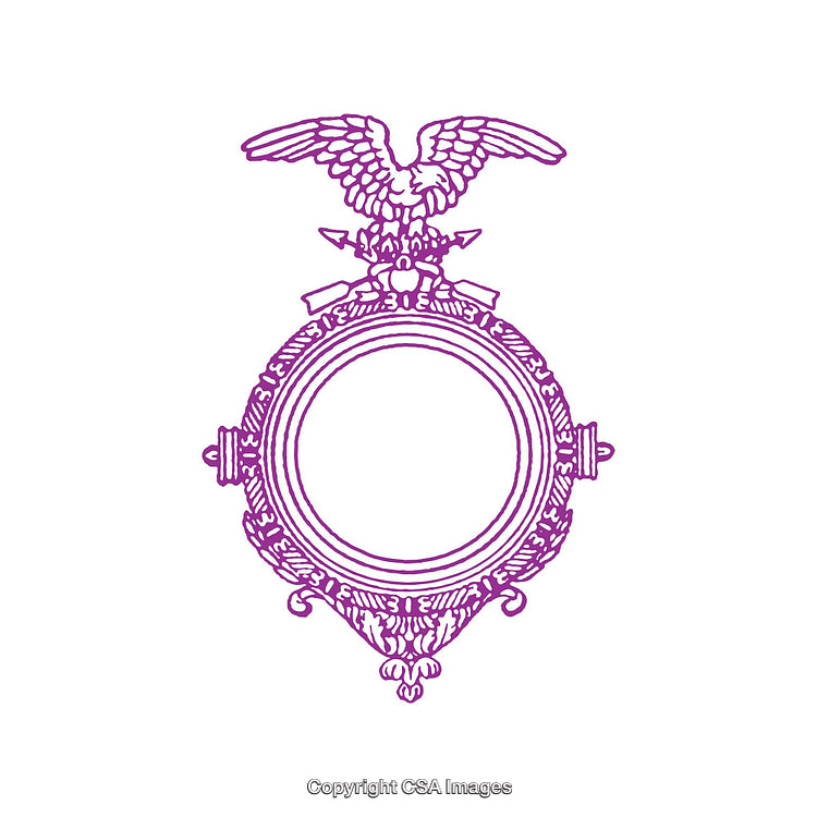 Intricate Purple Frame with Eagle and Decorative Elements on White Background
