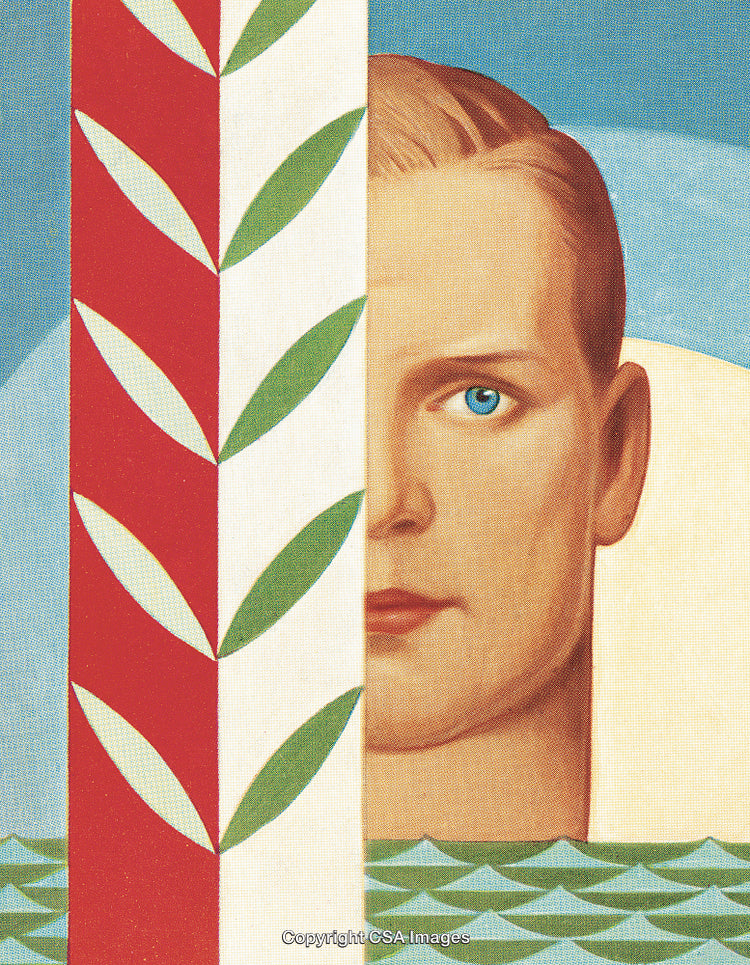 Abstract Illustration of a Man's Portrait With Colorful Design Elements