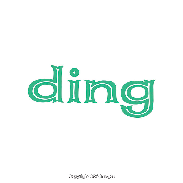 Green Stylized Ding Text on a Minimalistic White Background