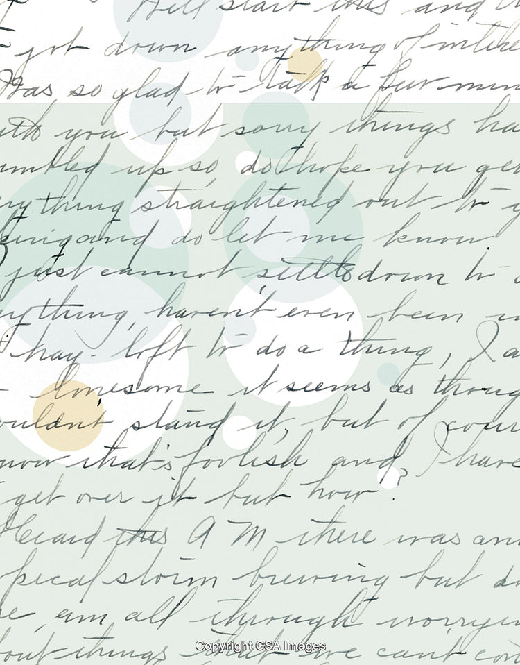 Elegant Script Pattern With Abstract Pastel Shapes and Handwriting Overlay
