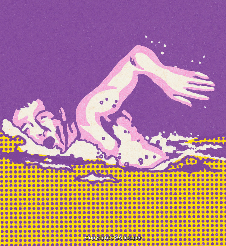 Vivid Pop Art Style Illustration of a Swimmer in Motion