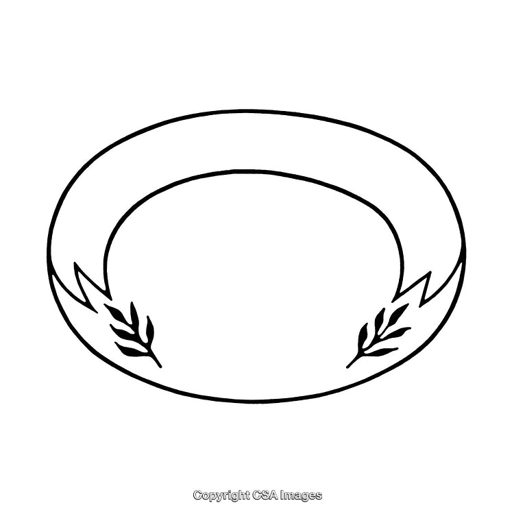 Minimalistic Hand-Drawn Black and White Decorative Laurel Ornament