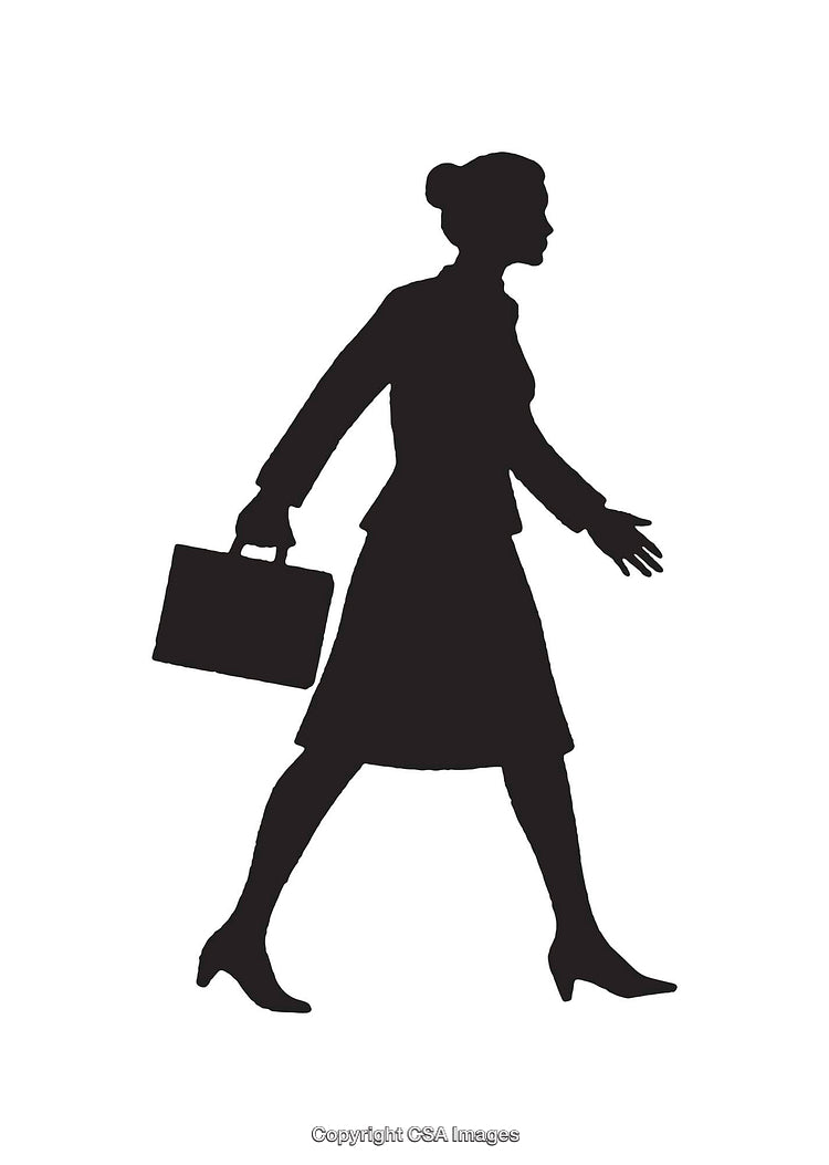 Silhouette of a Professional Woman Carrying a Briefcase in Profile View