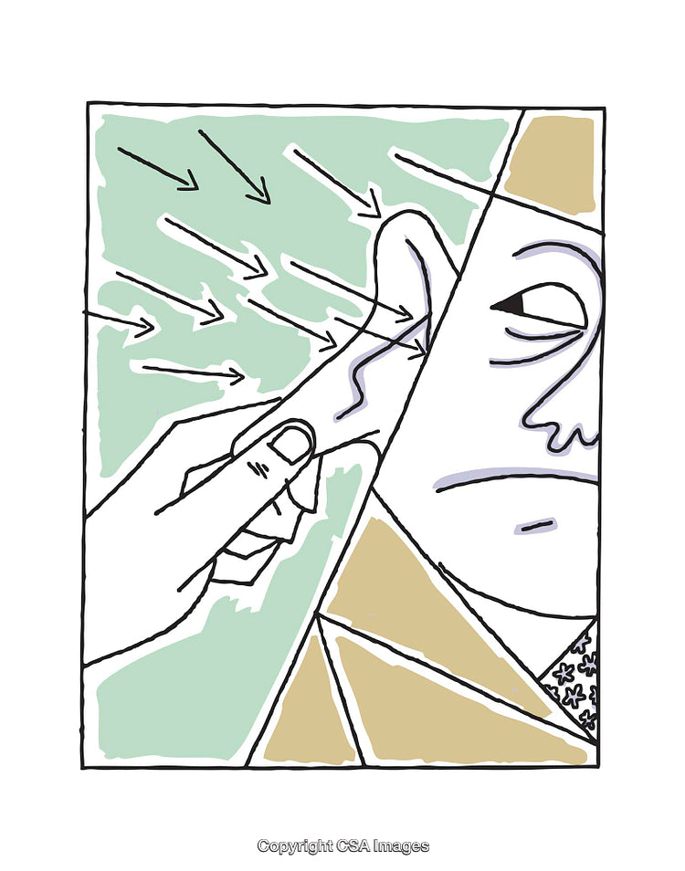 Stylized Illustration Depicting Interaction Through Gestures and Expression