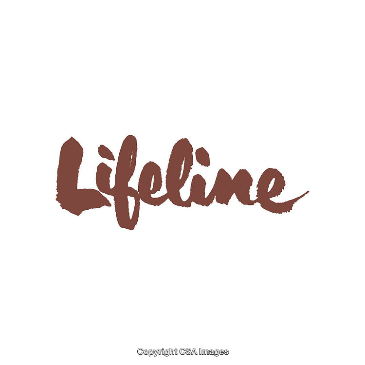 Brown Brushstroke Calligraphy of the Word Lifeline on White Background
