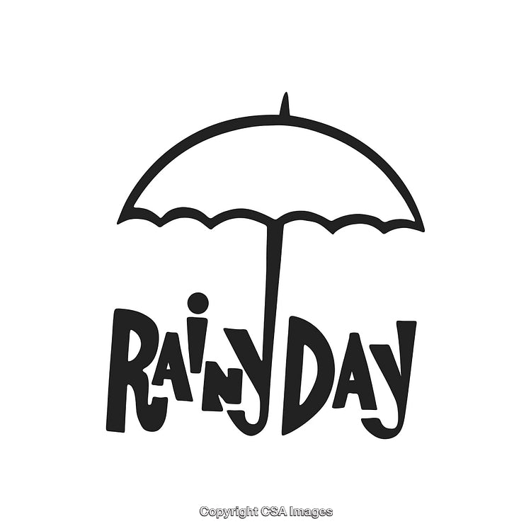 Illustration of an Umbrella with Rainy Day Typography Design