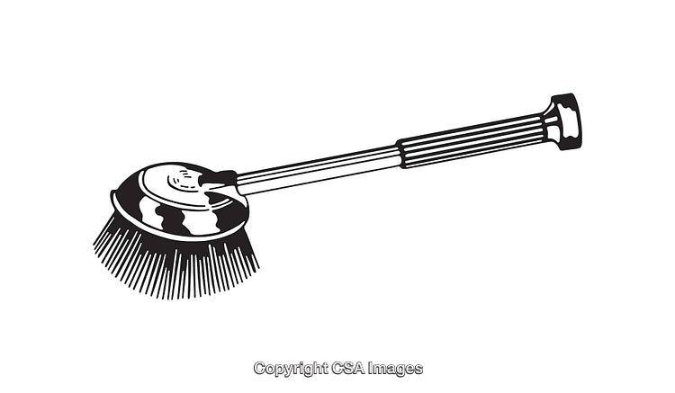 Black and White Line Art of a Bathroom Brush Design