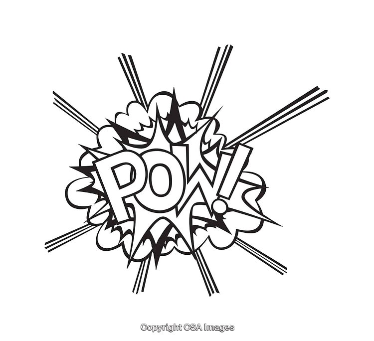 Comic Style Black and White Line Art Explosion Text Illustration