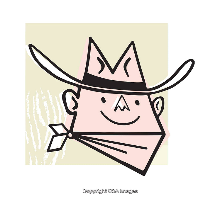 Playful Cartoon Cowboy Illustration With Geometry Inspired Design
