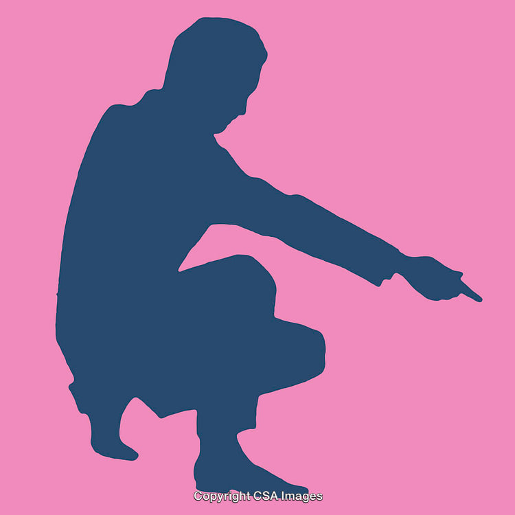 Silhouette Illustration of Person Pointing in a Minimalist Style