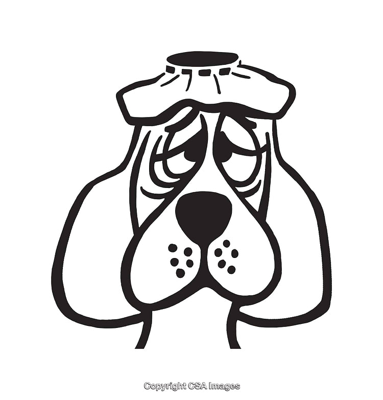 Endearing Black And White Sketch of a Sad-Looking Dog