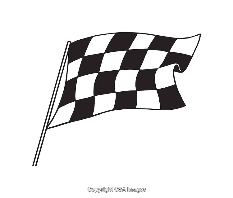 Black and White Checkered Racing Flag Illustration for Victory and Competition Themes