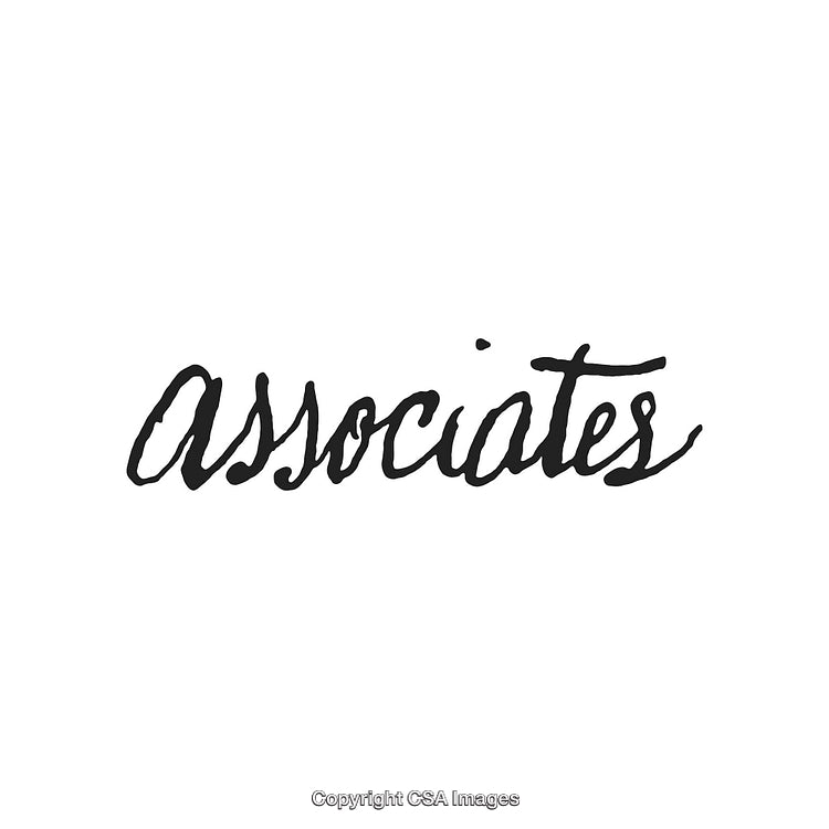 Associates Text in Handwritten Style with Artistic Black Brush Strokes