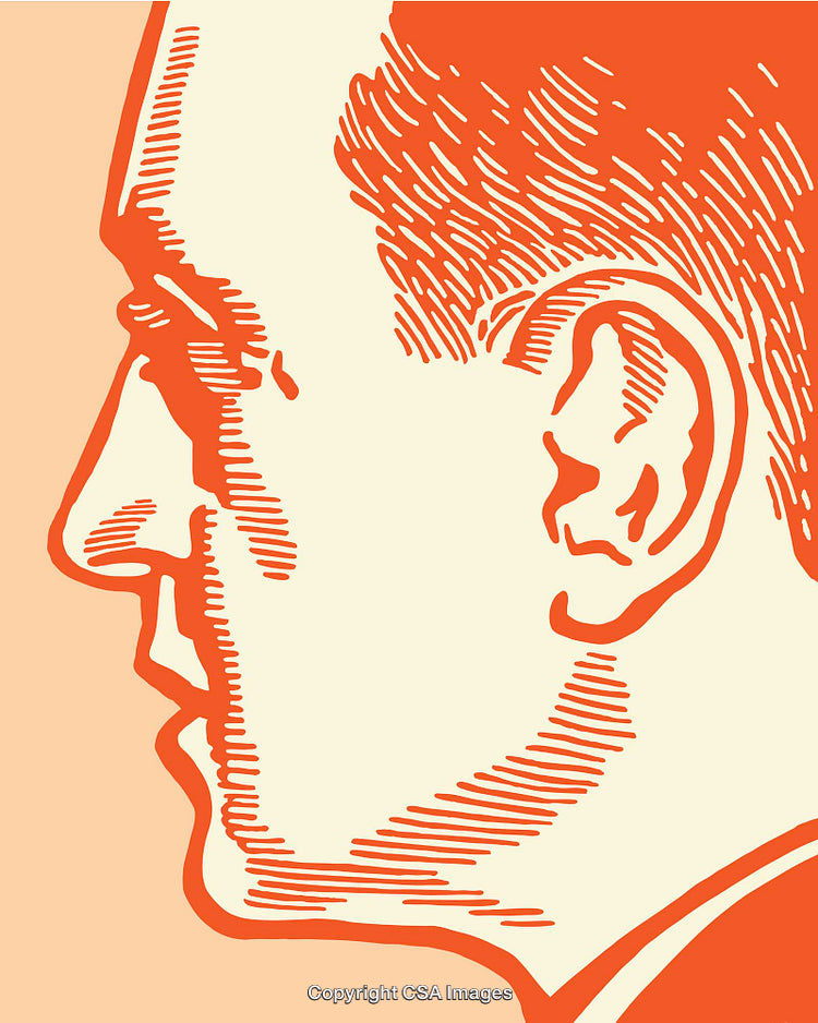 Colorful Line Art Illustration of a Male Profile in Bold Accents