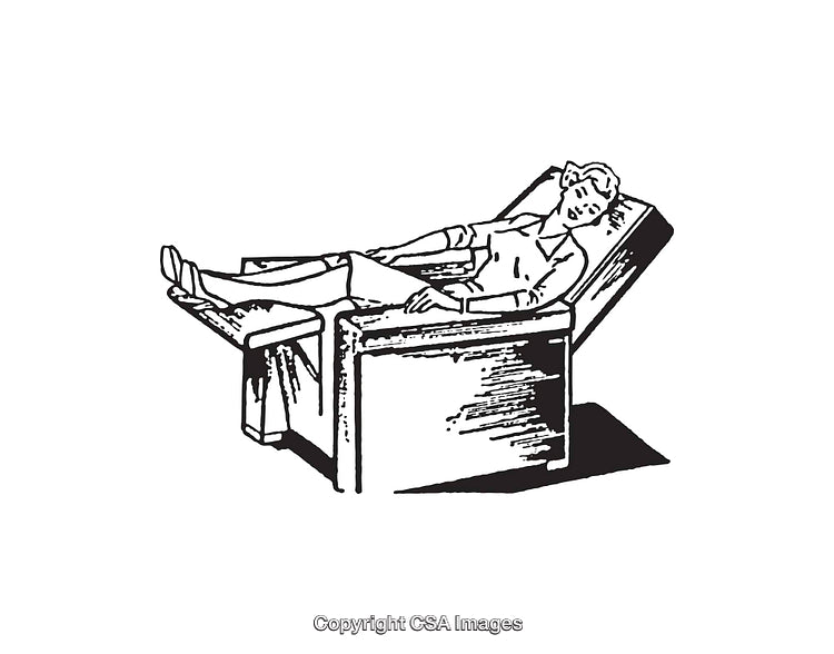 Black and White Illustration of a Reclining Woman in a Chair