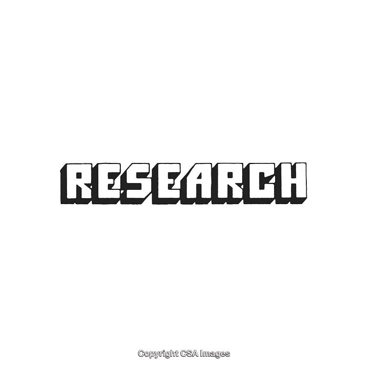 Word 'Research' Displayed in Bold and Stylized Black and White Typography