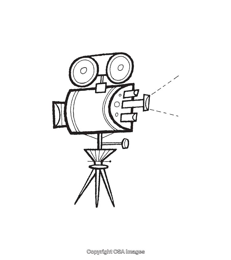 Vintage Film Camera Line Art Illustration in Black and White