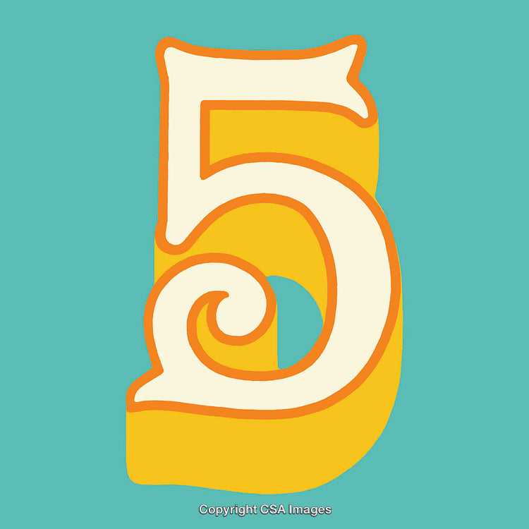 Decorative Illustration of the Number Five in Vibrant Colors
