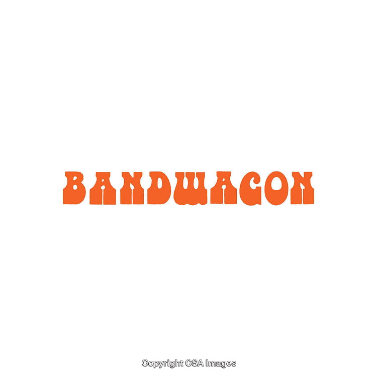 Bold Retro Orange Text Featuring the Word 'Bandwagon' on White Background