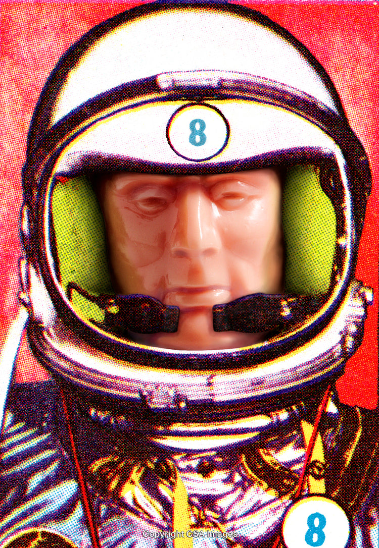Retro Illustration of a Plastic Astronaut Toy Helmet Close-Up