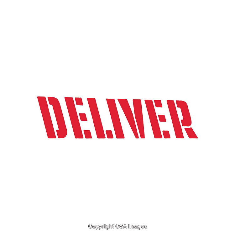 Dynamic Bold Text Displaying the Word Deliver in Red on White Background