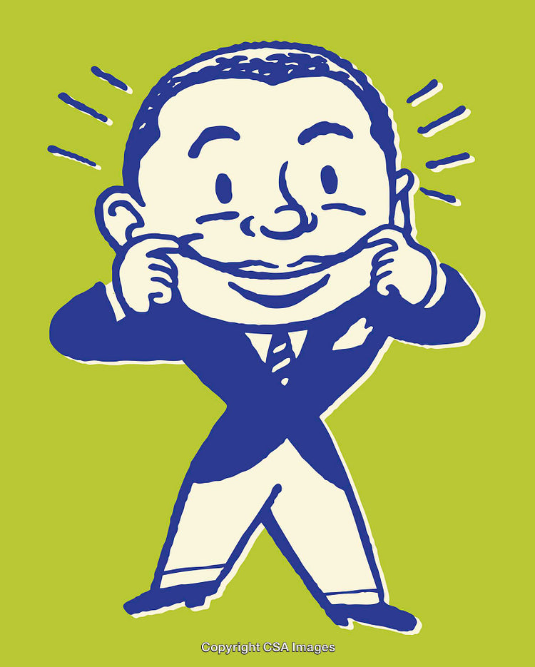 Cheerful Cartoon Character Smiling in Stylish Suit and Tie Design