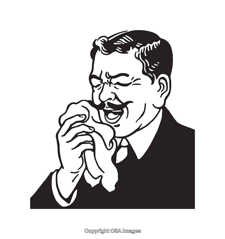 Retro Style Black and White Illustration of a Laughing Gentleman