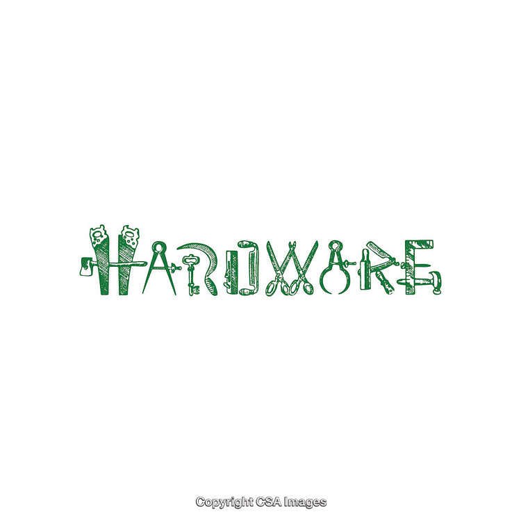 Creative Green Hardware Word Art Formed from Tool Illustrations