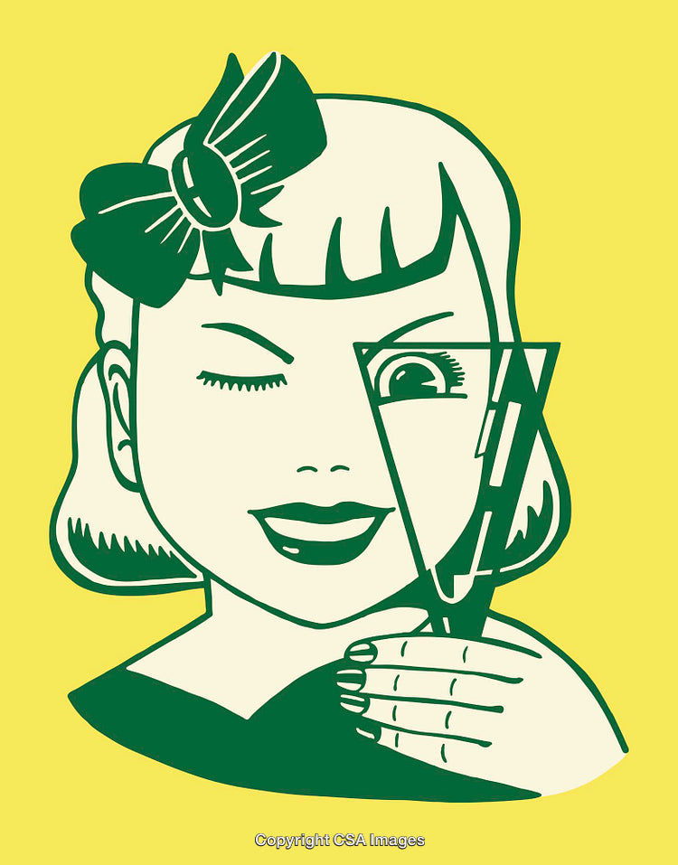 Playful Retro Inspired Girl Illustration with Vintage Colors and Bold Lines