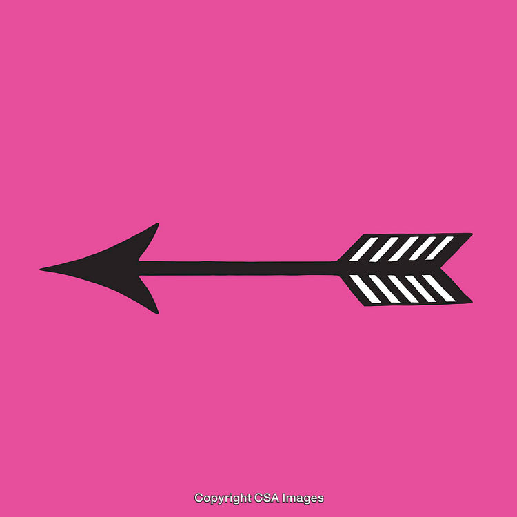 Black Arrow Illustration on Bright Pink Background in Vector Style