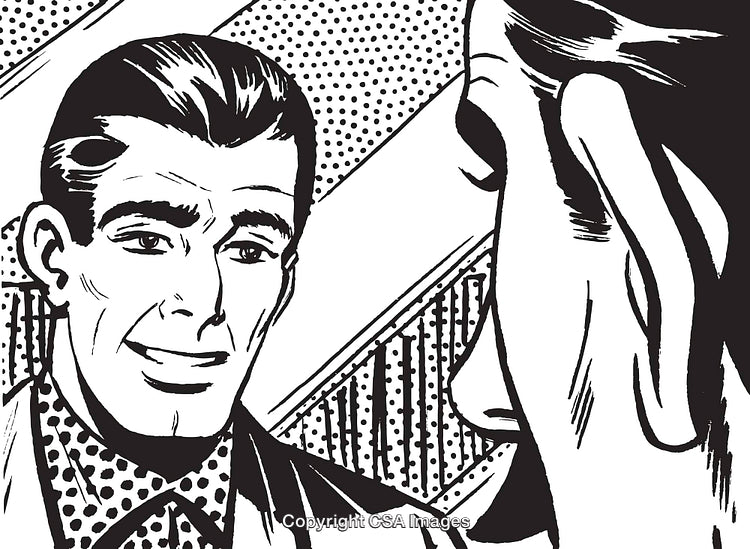 Retro Style Illustration of a Person Smiling While Engaging in Conversation