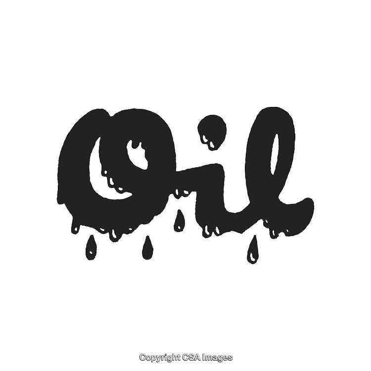 Stylized Word 'Oil' with Dripping Liquid Effect in Bold Black Typeface