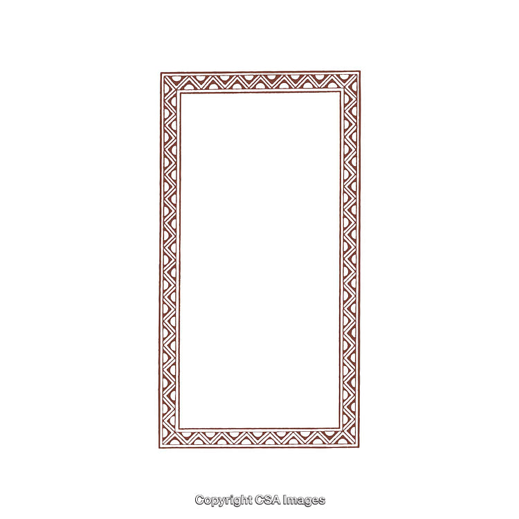 Decorative Border Frame Featuring Geometric Tribal Patterns in Brown
